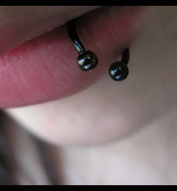 Black Circular Barbell Lip Piercing