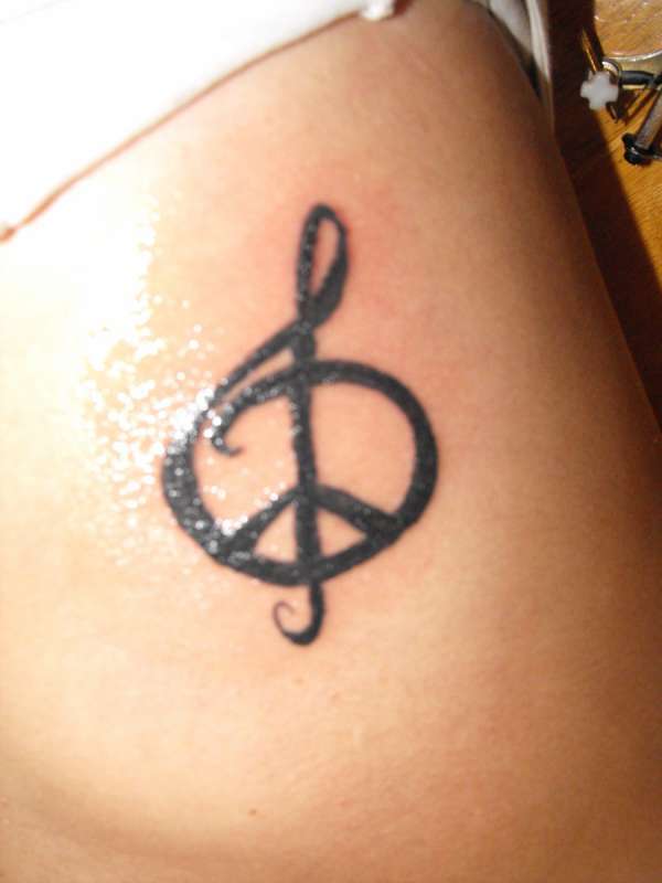 Black Music Knot Peace Logo Tattoo Design For Shoulder