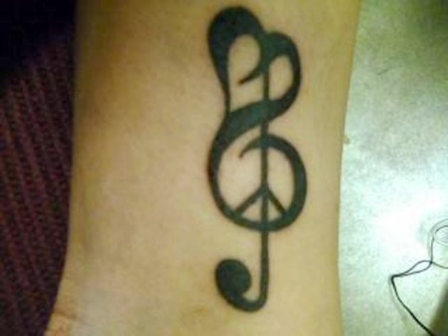 Black Music Knot Peace Logo Tattoo Design