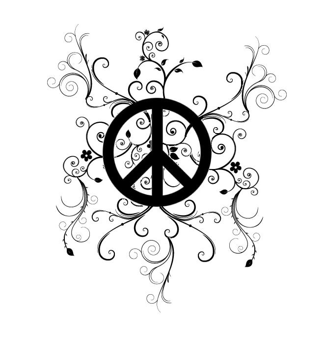 Black Peace Logo With Vine Tattoo Stencil By Jodie Grayem