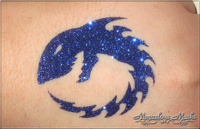 Blue Ink Glitter Ouroboros Tattoo Design