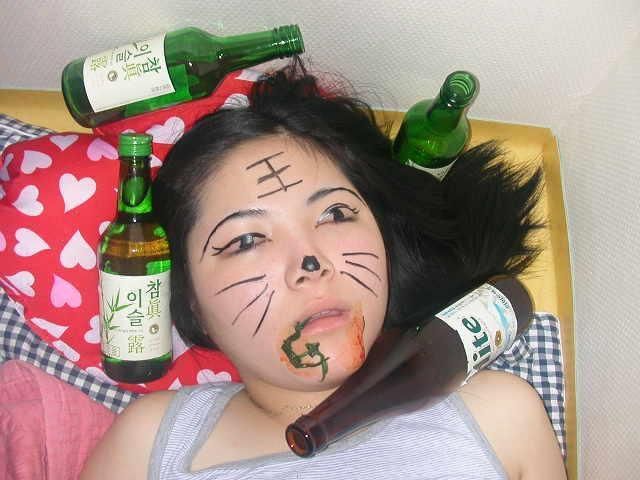 Cat Face Girl Funny Passed Out Picture