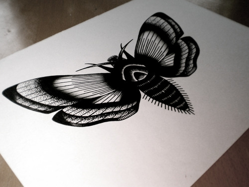 Classic Black Moth Tattoo Design