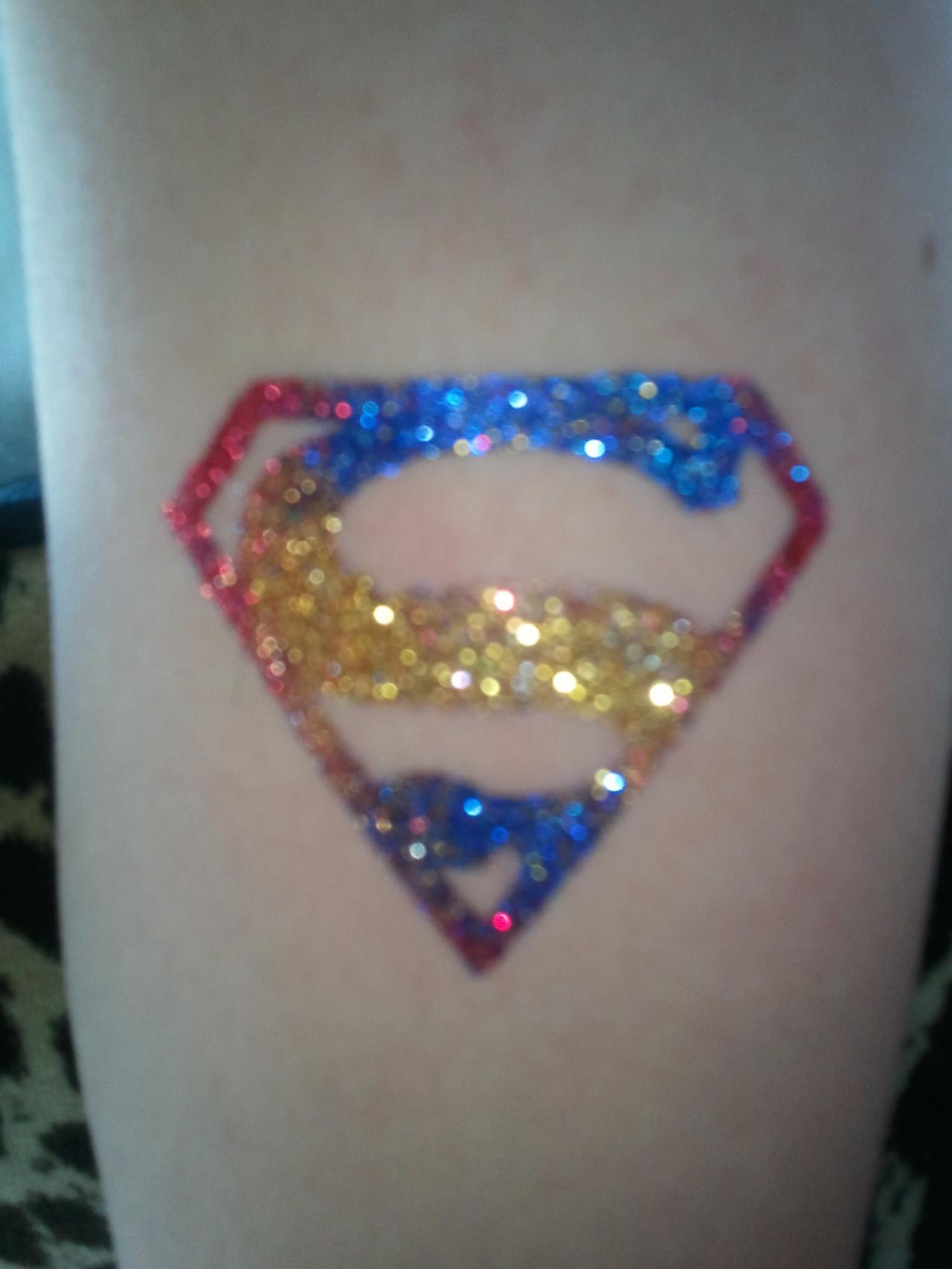 Classic Glitter Superman Logo Tattoo