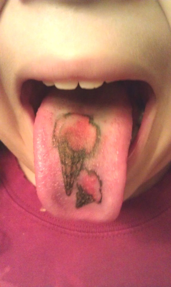 Classic Two Softy Tattoo On Tongue