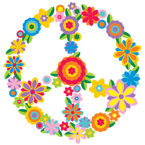 Colorful Flowers Peace Logo Tattoo Design