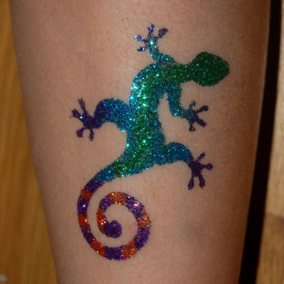 Colorful Glitter Lizard Tattoo Design