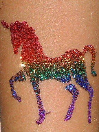 Colorful Glitter Unicorn Tattoo Design