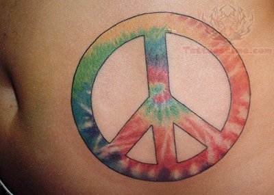 Colorful Peace Logo Tattoo Design For Side Rib