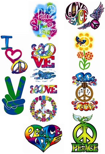 Colorful Peace Logo Tattoo Flash