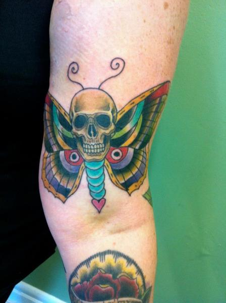 Colorful Skull Moth Tattoo by Pure Vision