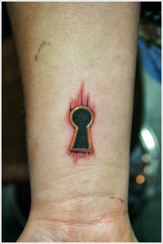 Cool Lock Hole Tattoo On Wrist For Women