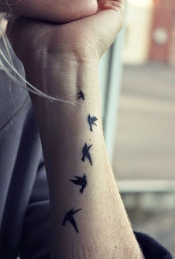 Cute Flying Birds Wrist Tattoo For Women