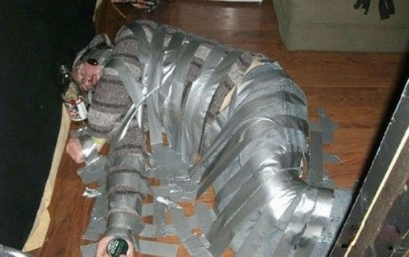 Duct Tape Man Funny Passed Out Picture