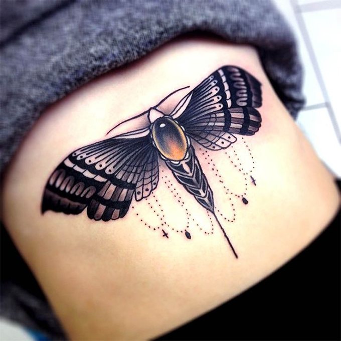 Fantastic Moth Tattoo Design For Lower Back