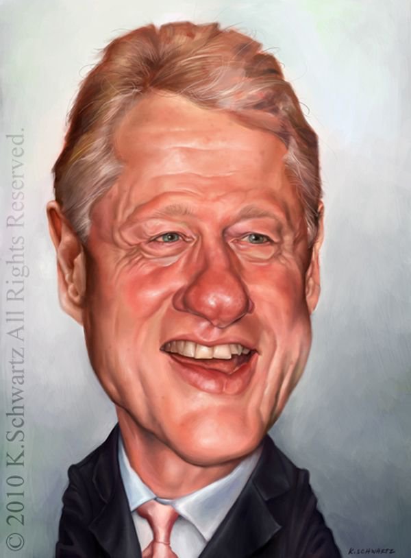 Funny Bill Clinton Caricatures Face Picture