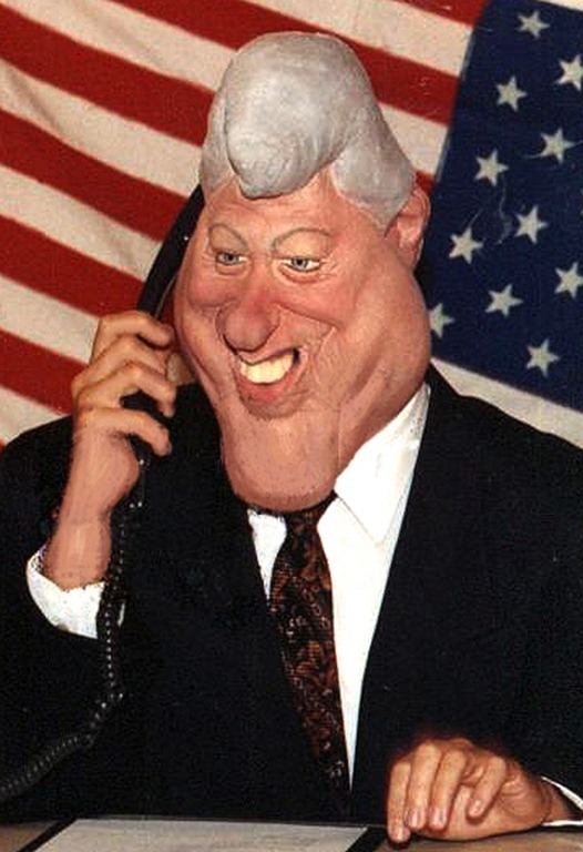 Funny Caricatures Bill Clinton On Phone