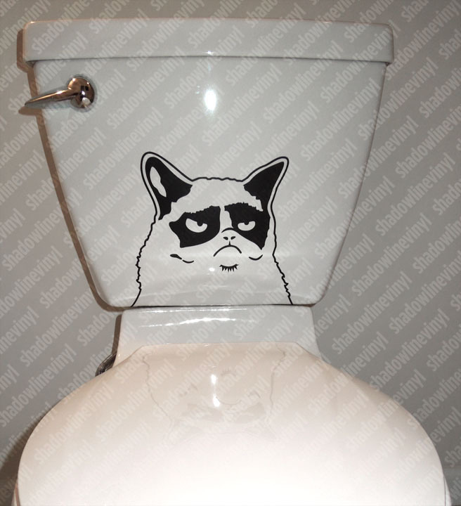 Funny Cat Face Flush Tank Bathroom Humor Picture