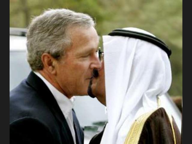 Funny George Bush Kissing Sheikh Picture