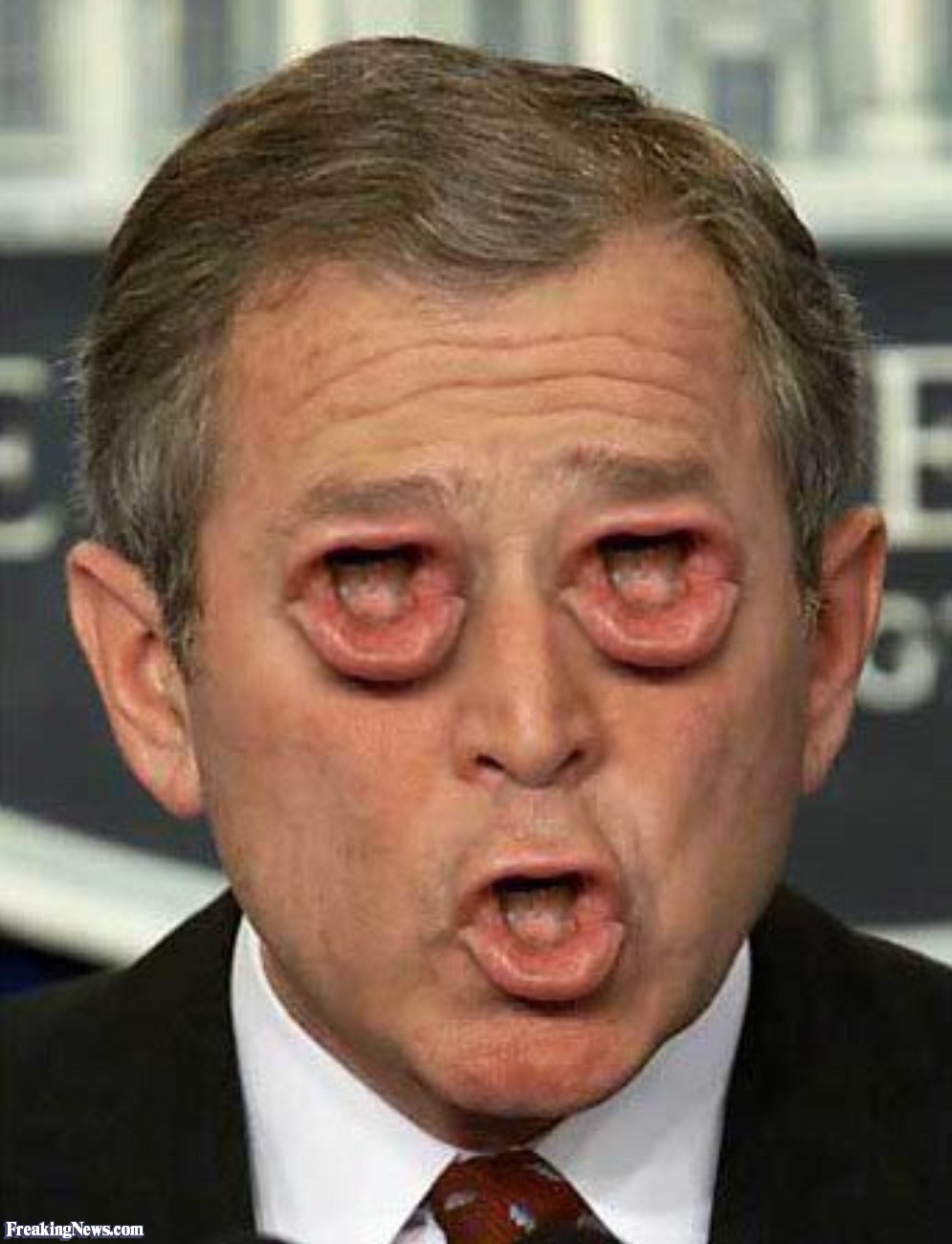 Funny George Bush Mouth Eyes Photoshop Picture
