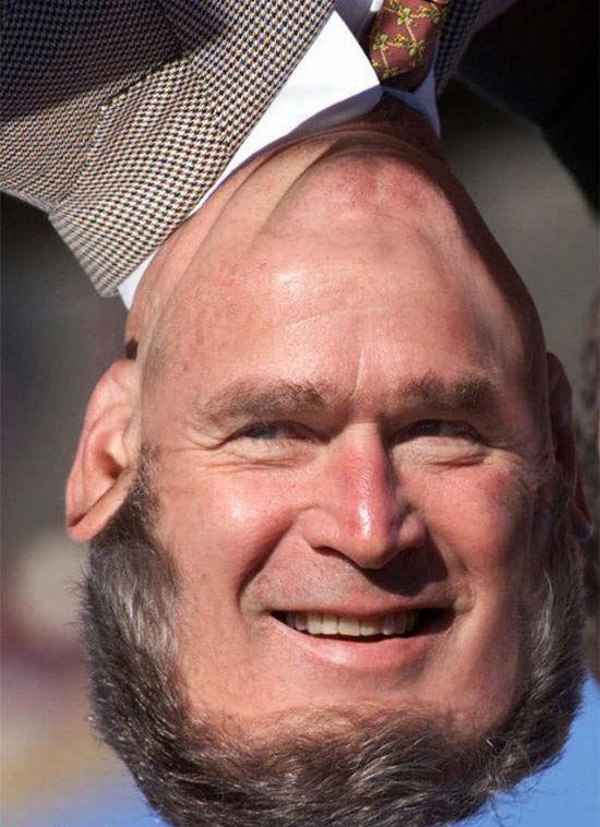 Funny George Bush Up Side Face Photoshop Image