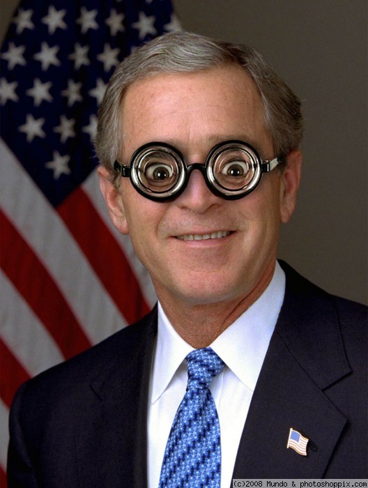 Funny George Bush Wearing Nerdy Glasses