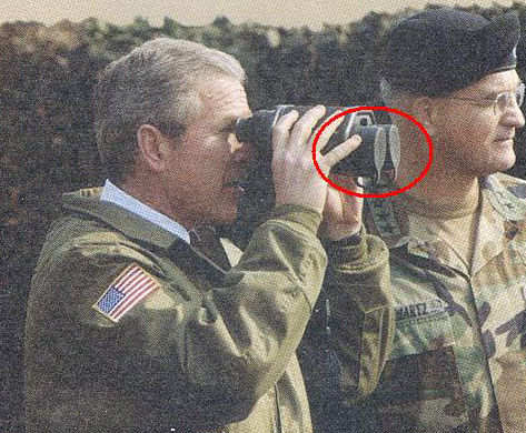 Funny George Bush With Closed Binoculars