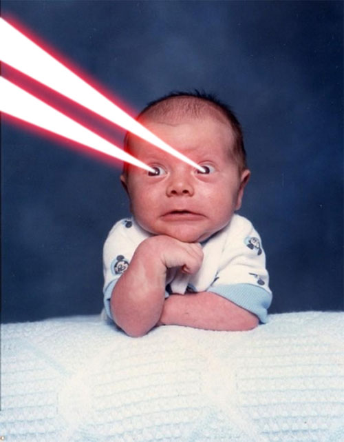 Funny Laser Eyes Crying Baby Picture