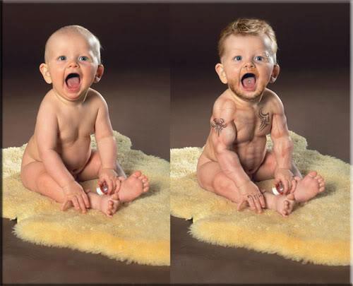 Funny Muscle Baby Before And After Picture