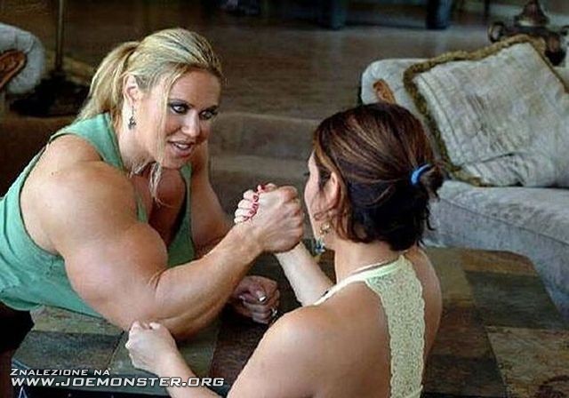 Funny Muscular Girl Arm Wrestling