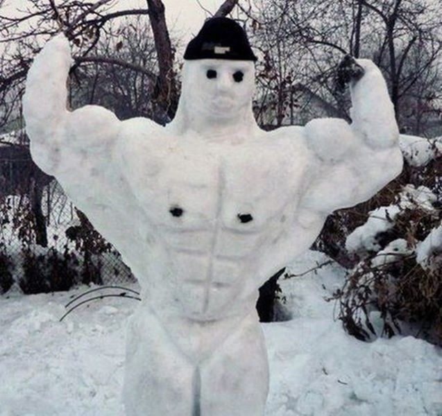 Funny Muscular Snowman Image