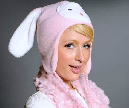 Funny Paris Hilton Wearing Bunny Cap