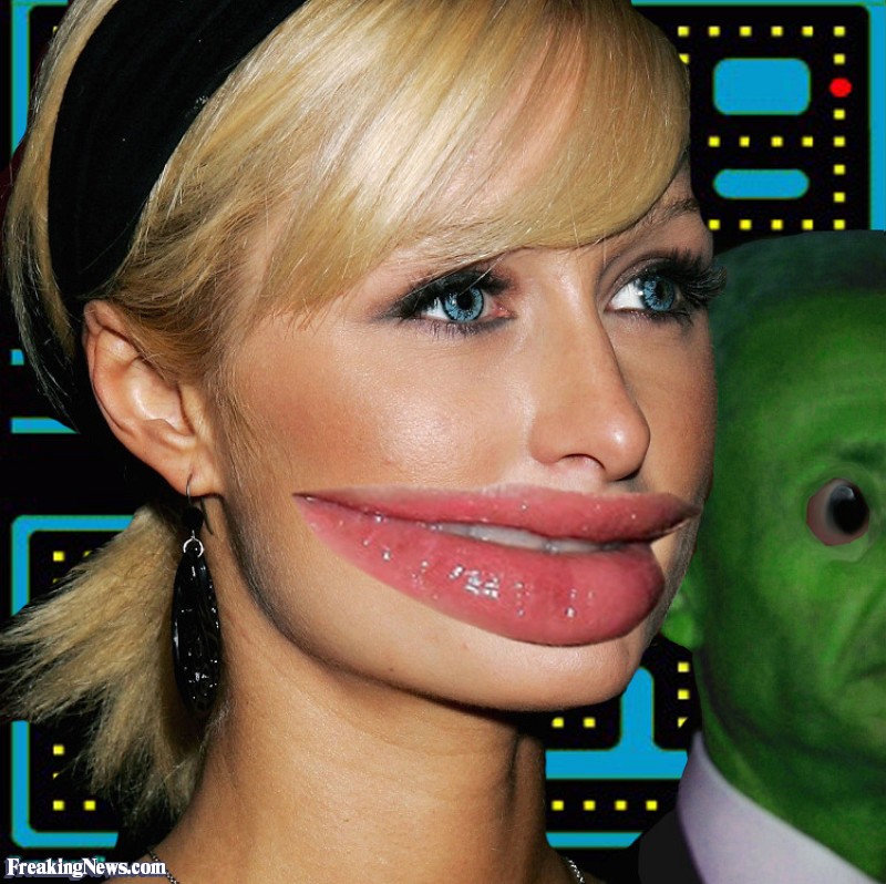 Funny Paris Hilton With Pac Man Mouth Photoshop Picture