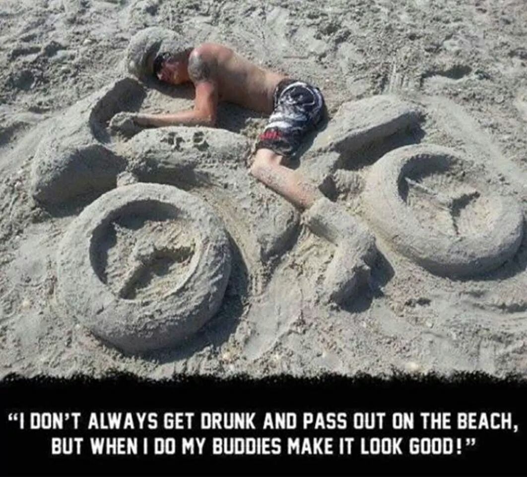 Funny Passed Out Man Riding Sand Art Bike Picture