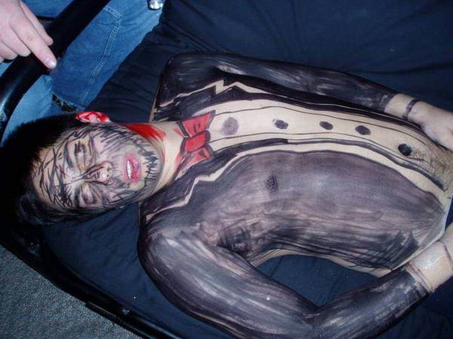 Funny Passed Out Man With Sketch Suit Image