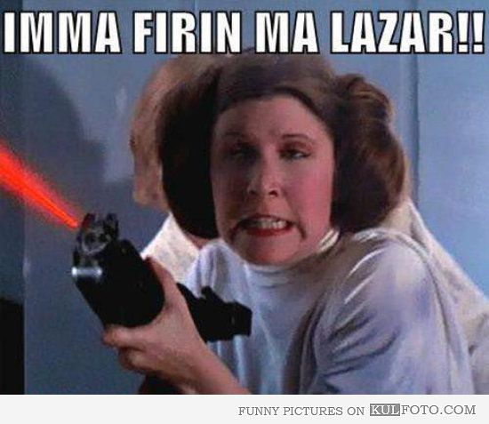 Funny Princess Leia With Laser Gun