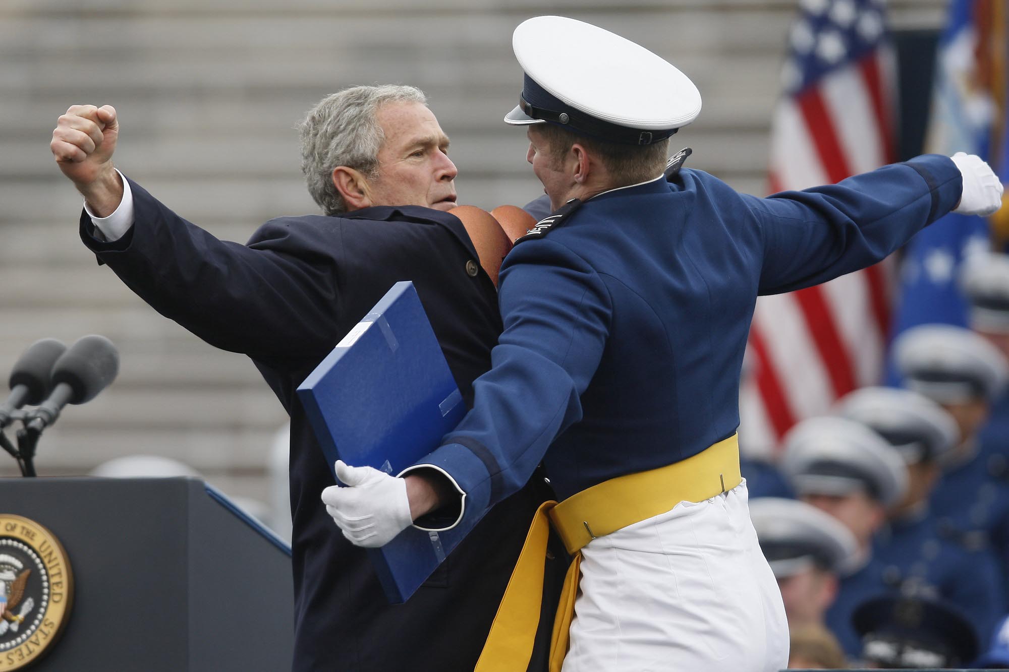 George Bush Funny Chest Bump Picture