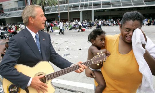 George Bush Playing Guitar For Black Woman Funny Image