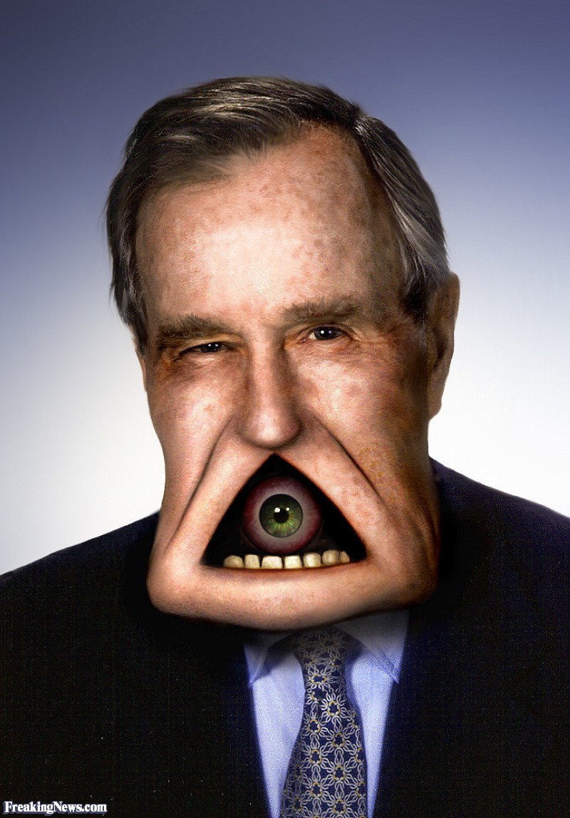 George Bush With Funny Photoshop Mouth Image