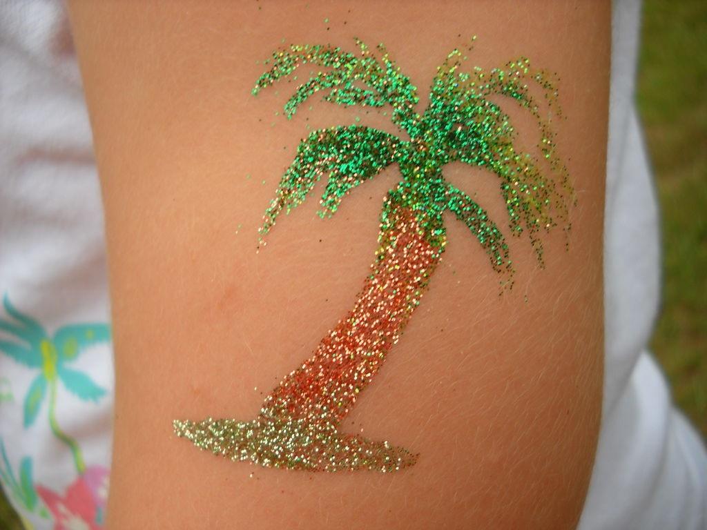 Glitter Palm Tree Tattoo Design For Bicep