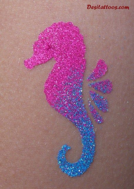 Glitter Seahorse Tattoo Design