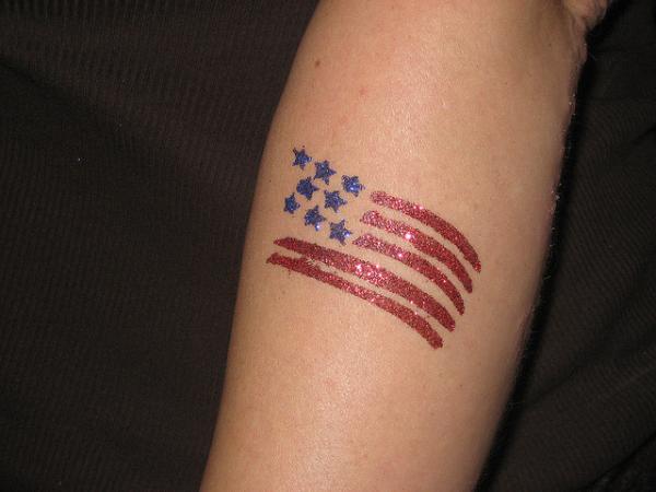 Glitter USA Flag Tattoo Design For Forearm