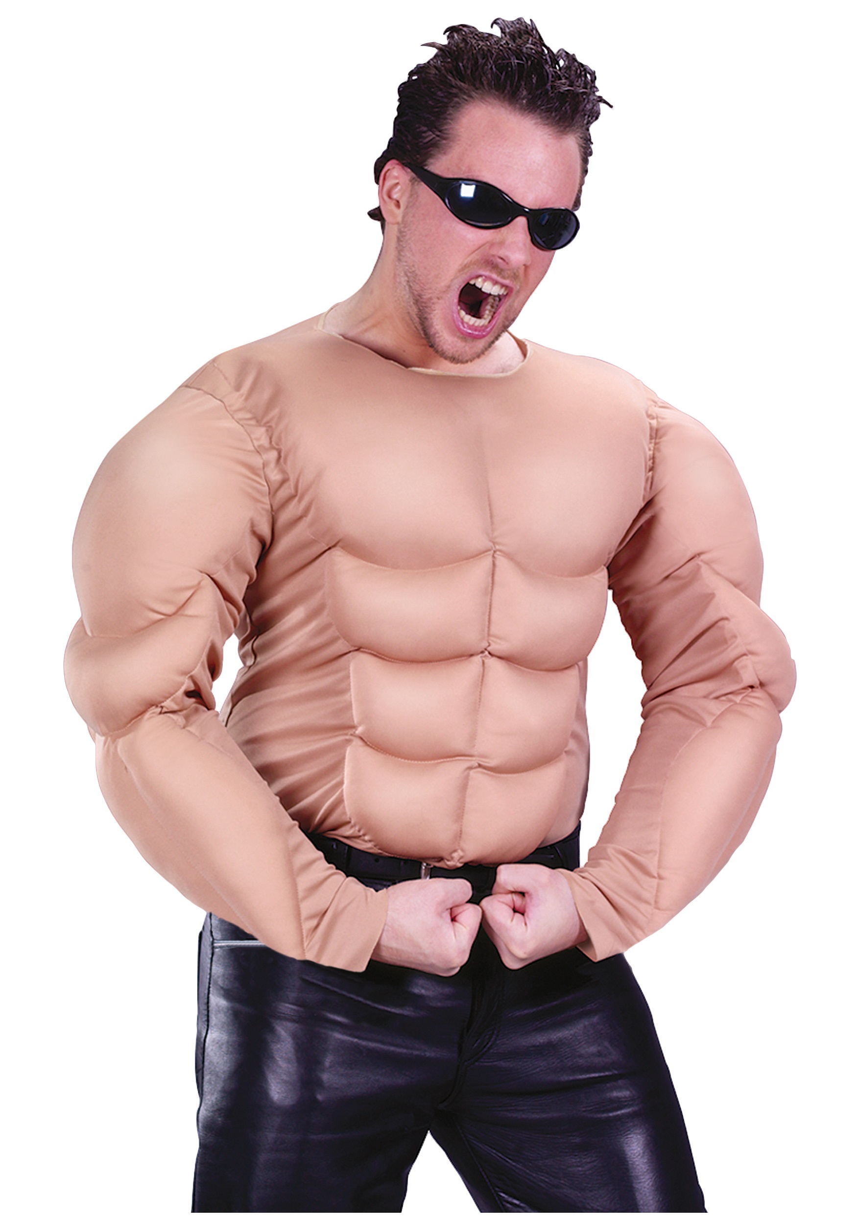 Guy Wearing Funny Muscle Costume Picture