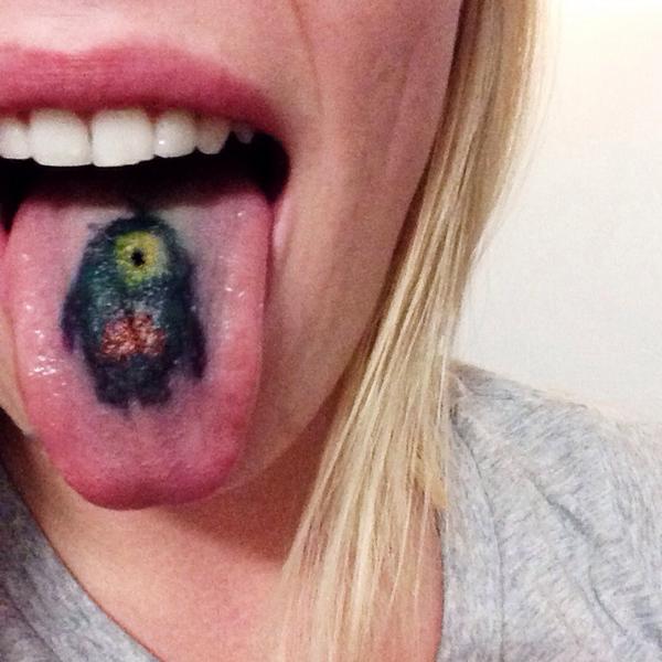 Impressive Minion Tattoo On Tongue
