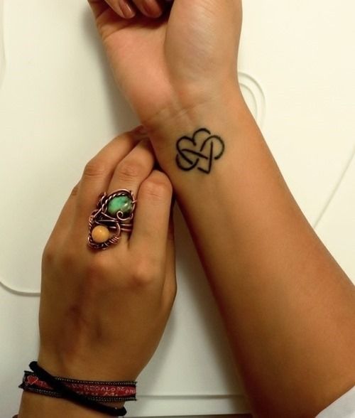 Infinity And Heart Wrist Tattoo For Women