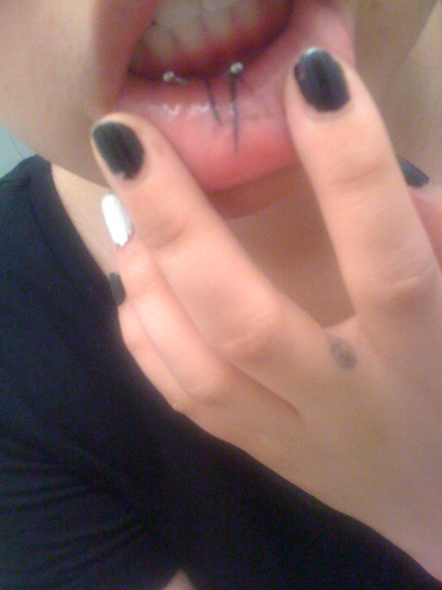 Inner Lip Piercing With Curved Barbell