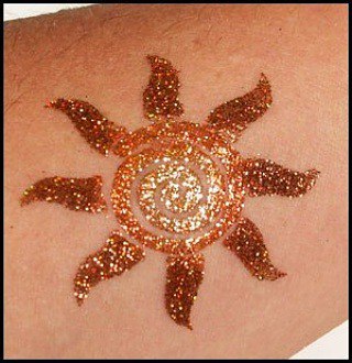 Latest Glitter Sun Tattoo Design