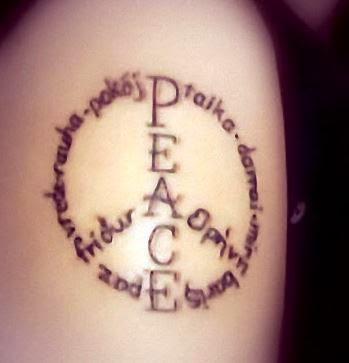 Lettering Peace Logo Tattoo Design