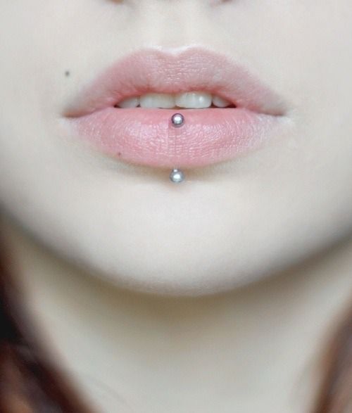 Lip Piercing With Silver Barbell