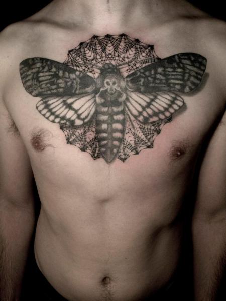 Moth Chest Tattoo For Men